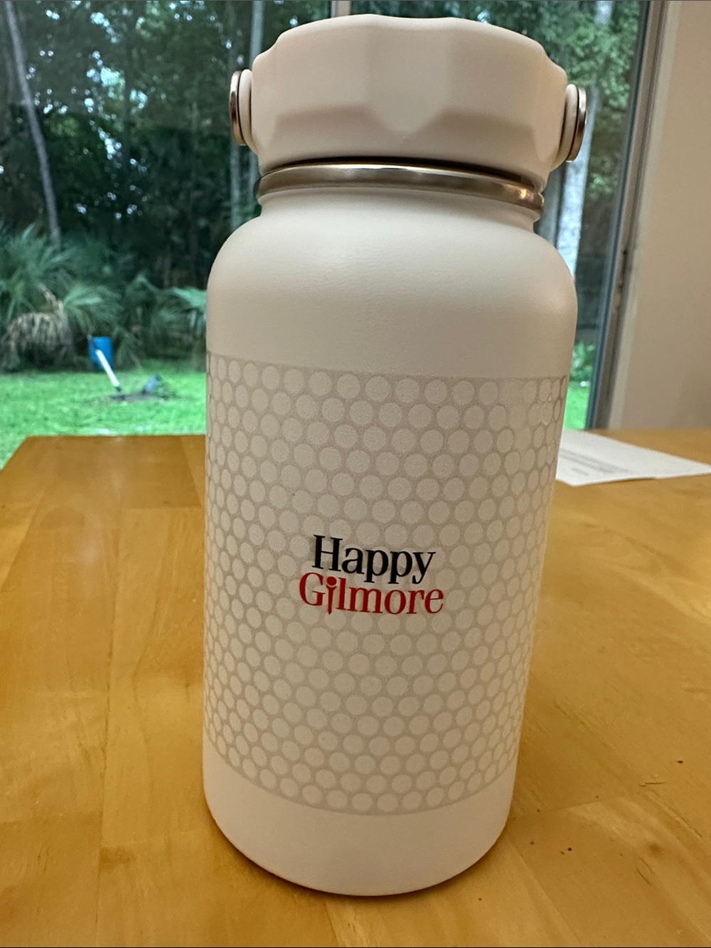 🆕 “Happy Gilmore” White Insulated Water Bottle with golf ball pattern